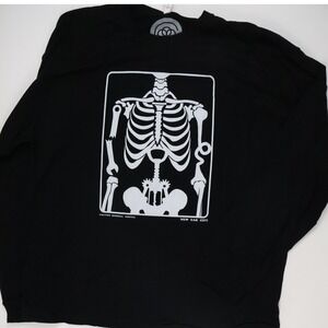 Cotton Bureau Long Sleeve Shirt Skeleton X-Ray Black Graphic 2XL NEW